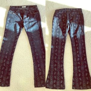 BNWOT Free People Silver Foil Printed Bootcut 30